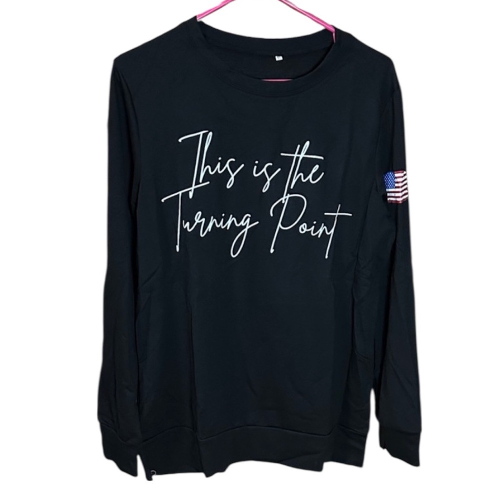 This is the Turning Point Patriotic Long Sleeve Tee with Distressed Flag